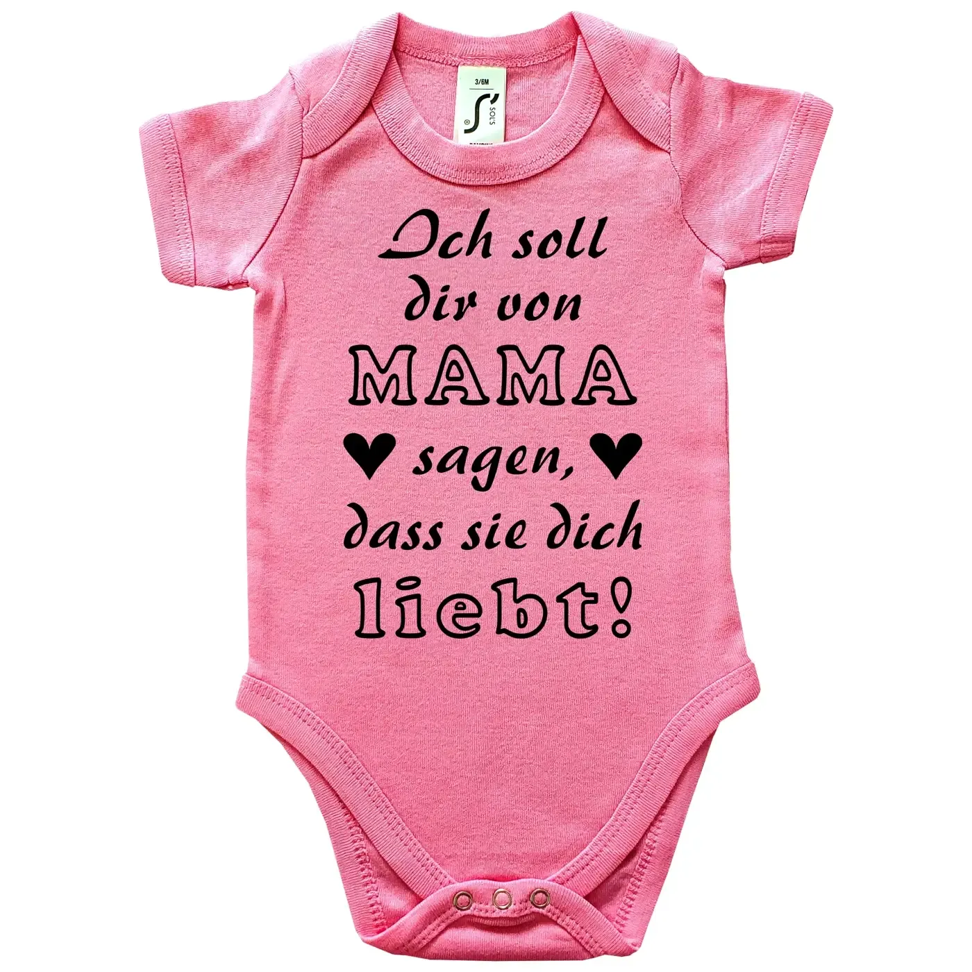 Baby‑Body mit Text „Ich soll dir von Mama sagen, dass sie dich liebt“