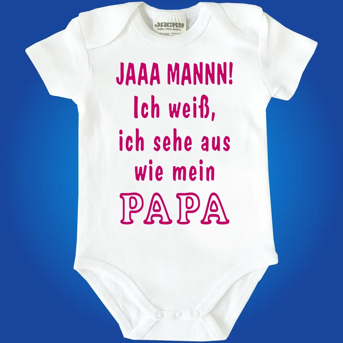 Babybody mit Fun‑Spruch für Papa oder Mama