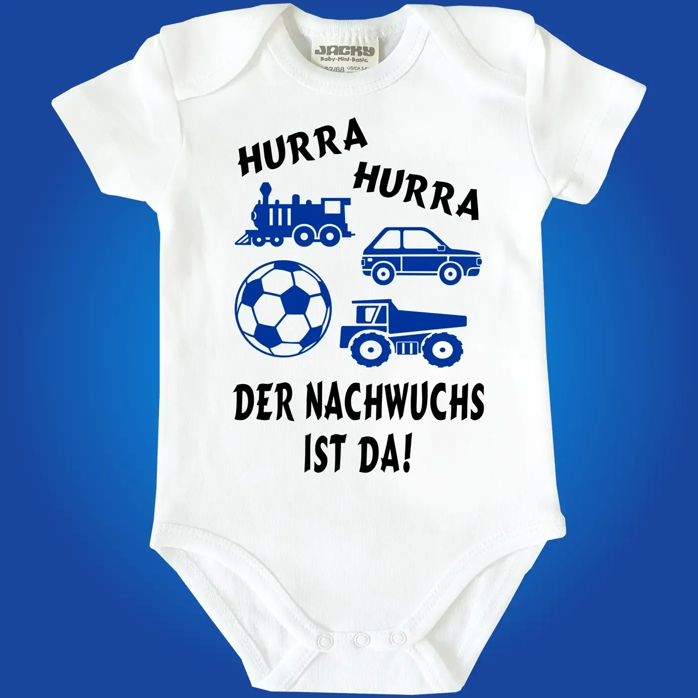 Baby-Body für Erzieherin mit Lokomotive, Auto, Ball und Kipper