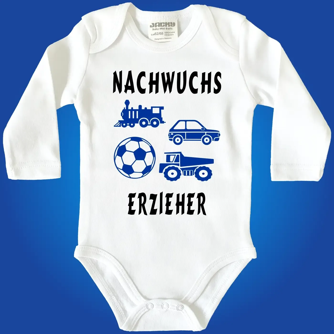 Baby-Body für Erzieher mit bunten Spielzeugmotiven