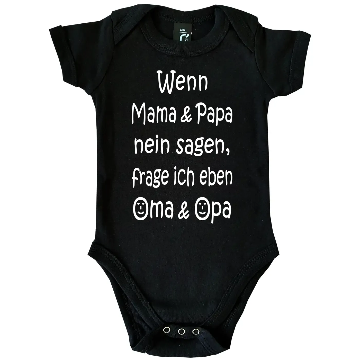 Baby‑Body mit witzigem Text und Auswahl Opa, Tante oder Onkel