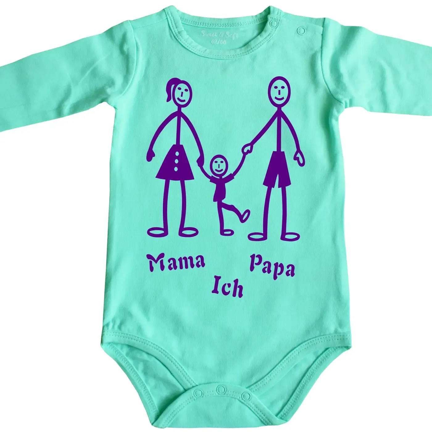 Baby-Body mit Druck Strichmännchen Familie