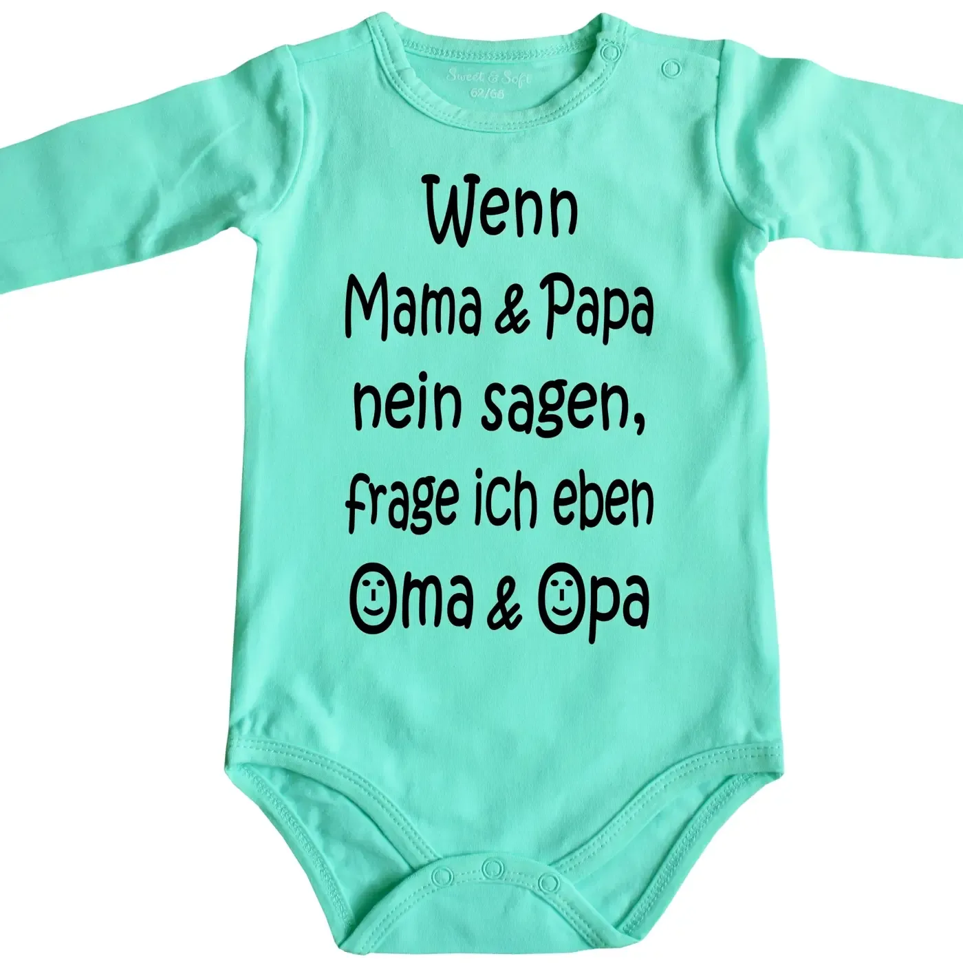 Baby‑Body mit witzigem Text und Auswahl Opa, Tante oder Onkel