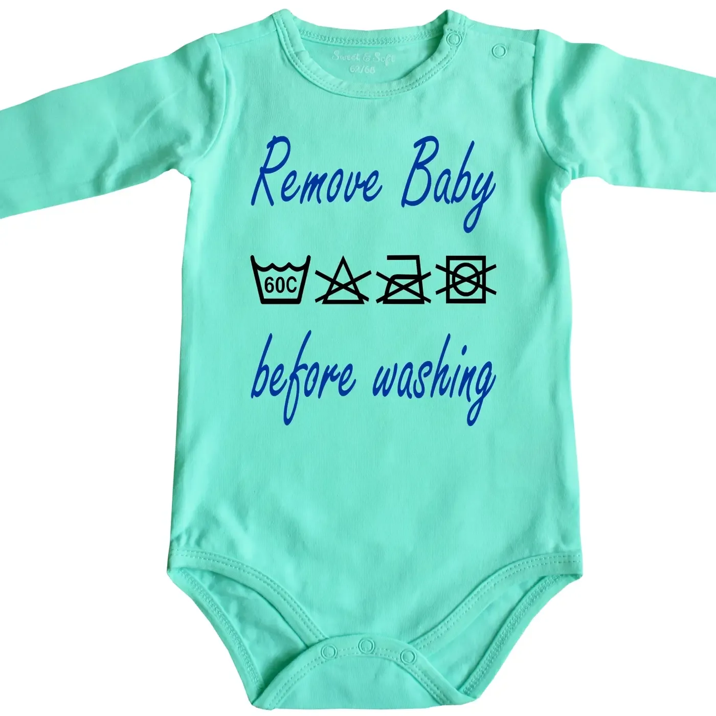 Lustiger Baby Bodie mit Waschanleitung
