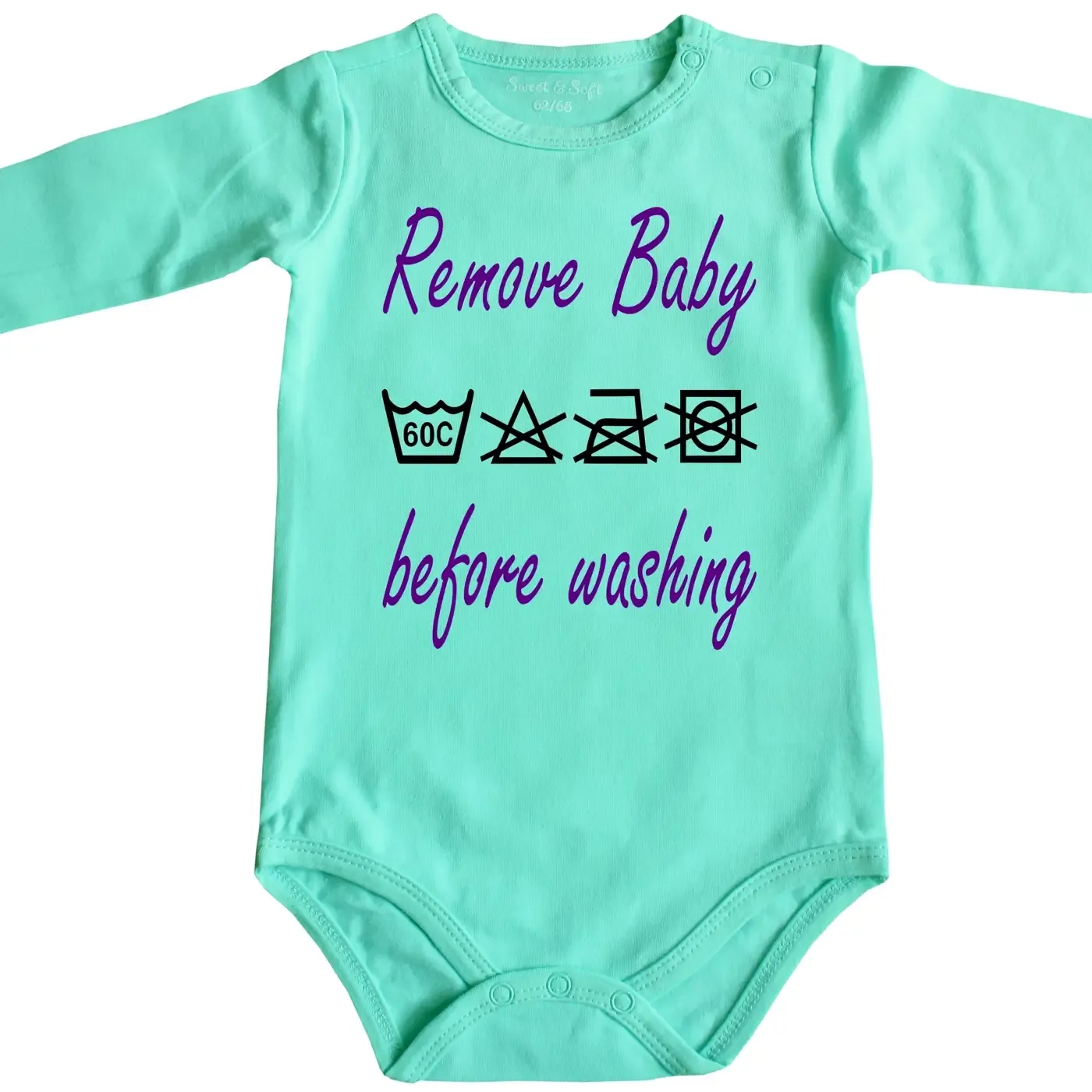 Lustiger Baby-Body mit Waschanleitung