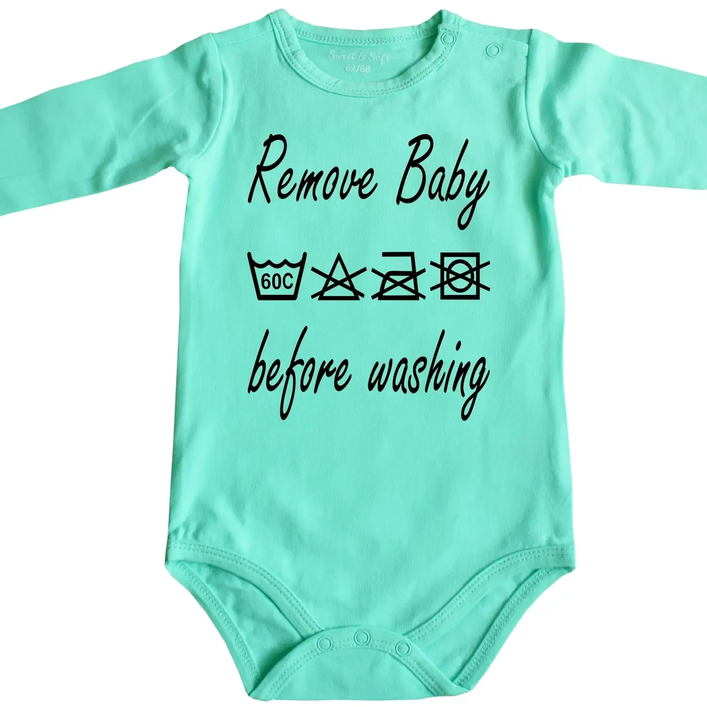 Witziger Baby Bodie mit Waschanleitung
