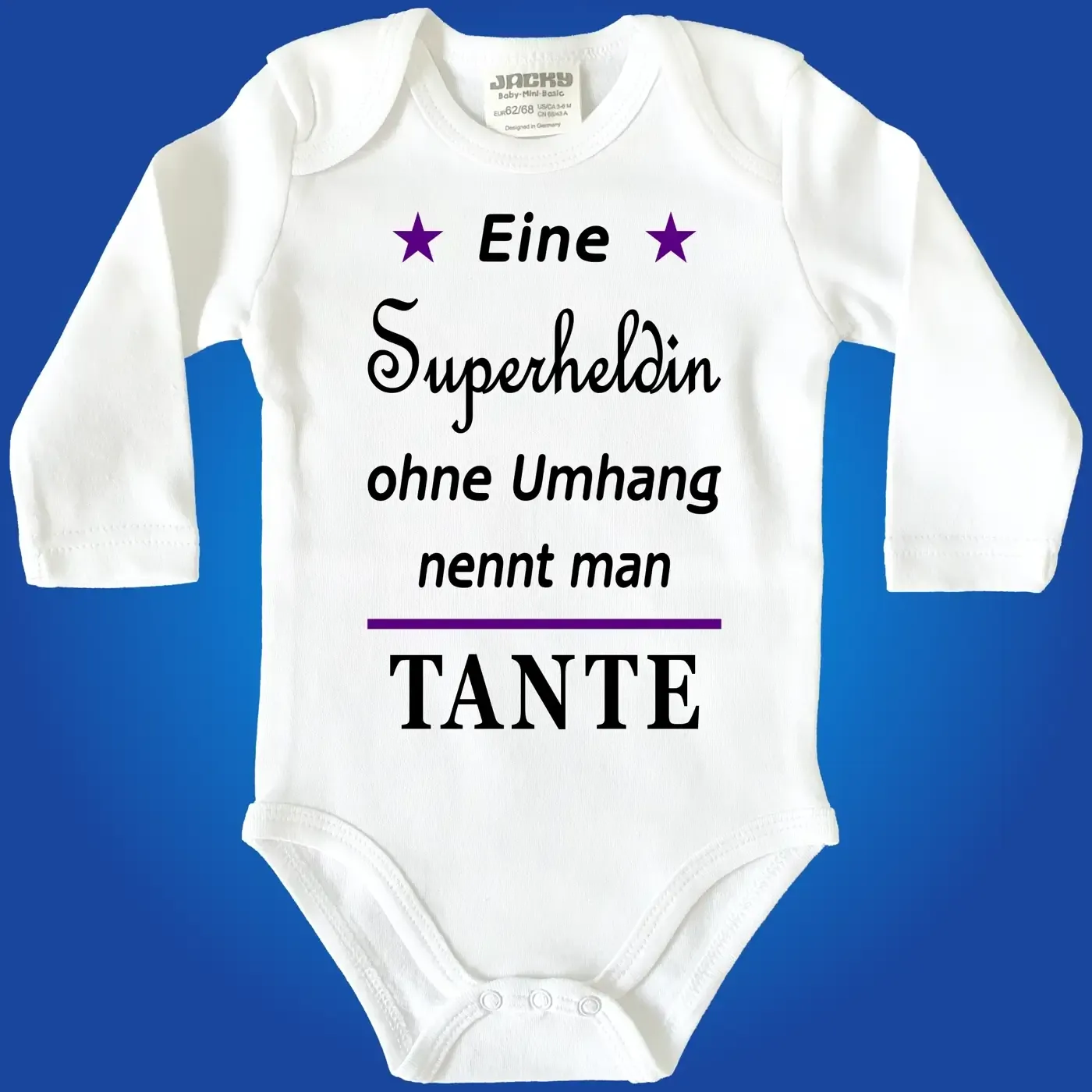 Lustiger Babybody mit Superhelden‑Design und Name
