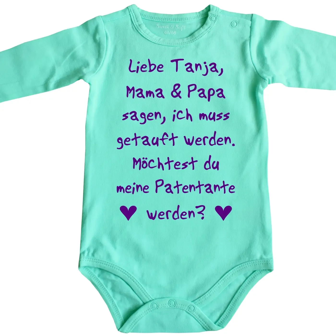 Baby‑Body mit humorvoller Taufpaten‑Frage