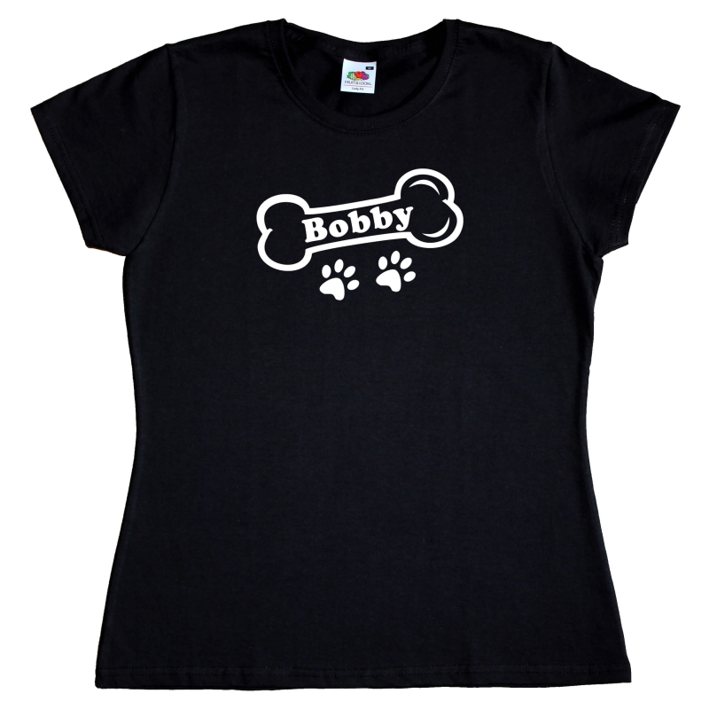Fun Damen T-Shirt - Hundeknochen mit Wunschname